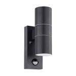 Eglo Applique Murale Riga 5 Acier Anthracite Up & Down 2W 250lm - 830 Blanc Chaud | IP44 - Détecteur De Mouvement